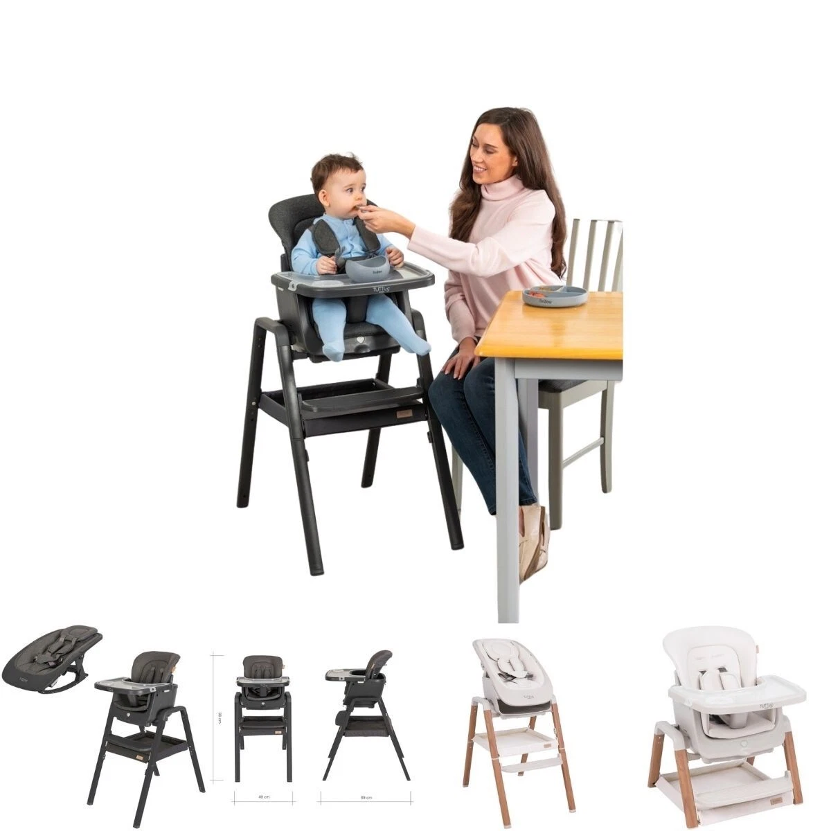 Baby High Chair Tutti Bambini Infant Highchair Adjustable Portable Newborn 4in1
