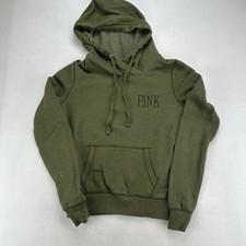 Victoria's Secret Sweatshirt PINK Hooded Olive green Studded Hood Size XS