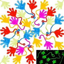 56PCS Sticky Hands Party Favors, Glowing Sticky Hands Glitter Fingers Valenti...