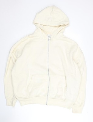 Bershka Damen Hoodie Elfenbein Full Zip XS Baumwollmischung
