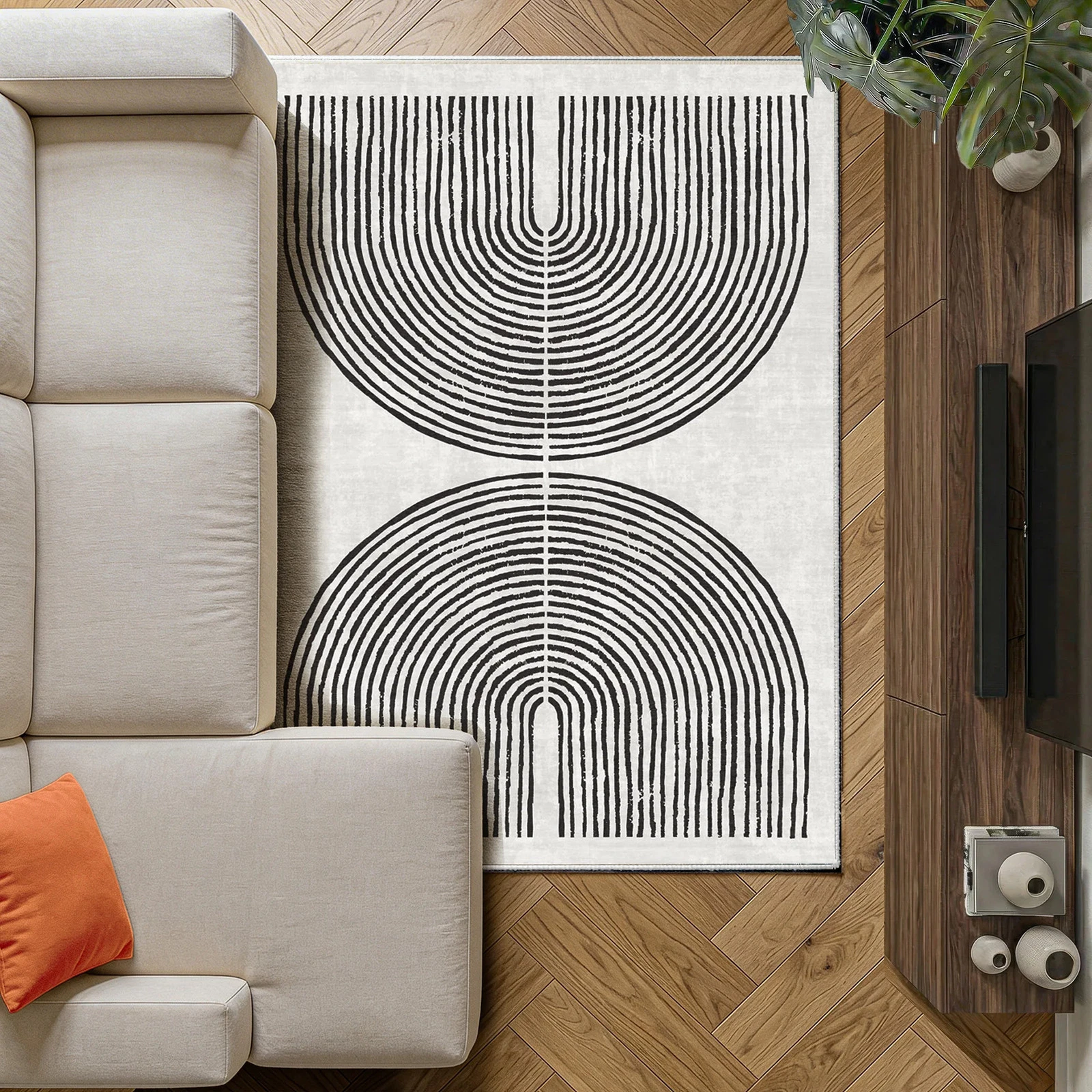 Living Room Rugs, Washable Area Rugs, Non-Slip, Pet Friendly, Low Pile - Brayen