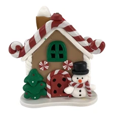 LED Lighted Candy House with Snowman, Christmas Tree and Candies 3.5 Inch