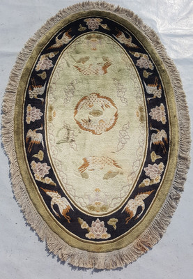 Vintage Tibet Peking Handarbeit Seide Vögel Mehrfarbig Wollteppich Carpet 120x77 cm