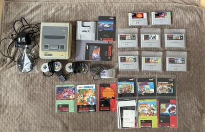 Super Nintendo SNES Konsole mit Spielen und Anleitungen / Zubehörpaket