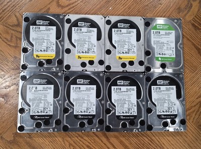 Western Digital 2TB  (3 Gold, 4 Black, & 1 Green)  8 Total Drives SMART  