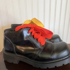 VTG Dr. Martens Black Rounded Toe Leather Boots USA Men6 W7 Made In England