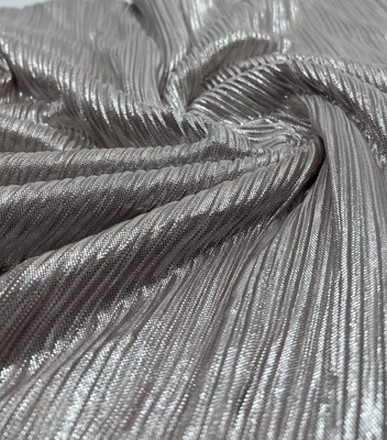 4 Meter Nude Metallic Glanz Folie Plissee Plissee Stoff 2 Wege Stretch Jersey