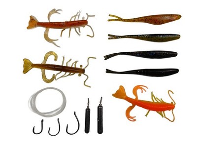 Drop Shot Set Barsch Zander Garnele Shrimp Blei Haken Vorfach Gummi Fisch Köder