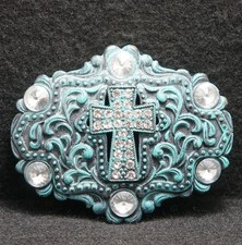 WG07101 REALLY NICE VINTAGE 1990s  CROSS  RELIGIOUS FASHION MENS BELT BUCKLE