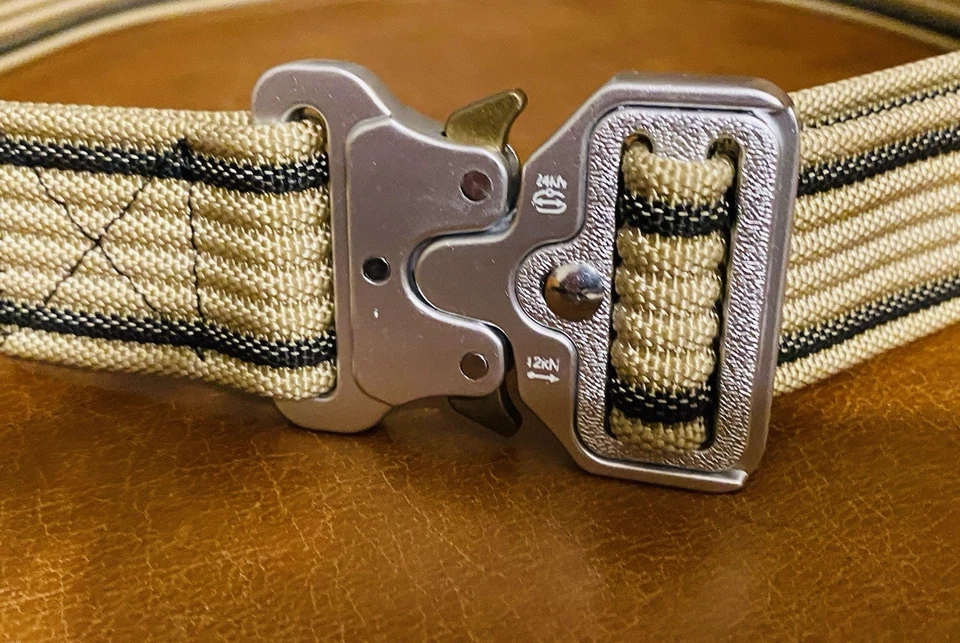 Two Military Tactical Style Belts! One In Gray And White And Other In Tan x Blk - Image 3 of 4