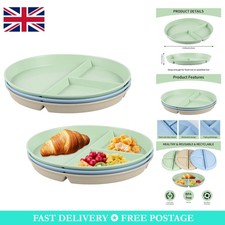 Durable Set of 3 Divided Dinner Plates - Perfect for Healthy Living & Meal Prep