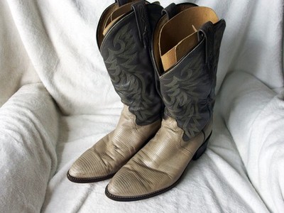   Vintage Dan Post Cowboy Boots Men s 11D Lizard or Snakeskin Leather USA