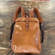 CLUCI Unisex Brown Backpack Purse Vegan Leather With 15x10 Inch Laptop Pouch EUC