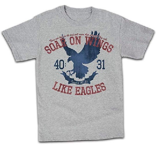 On Wings of Eagles - Gray Christian T-Shirt Large 4090₽