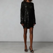 In the Mood for Love Alexandra Sequin Mini Dress Party Cocktail Black NEW XS
