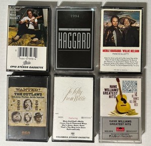 Vintage Outlaw Classic Country Cassette Tapes Lot Of 6 Waylon Willie Merle Hank