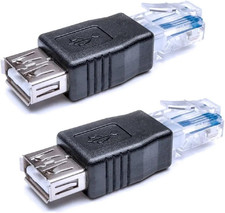 2 Pack Ethernet to USB Adapter, RJ45 Ethernet Male to USB Female Converter, USB