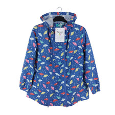 Frugi Cornwall Size 10 Blue Umbrella Print Hooded Maternity Rain Mac Coat BNWT