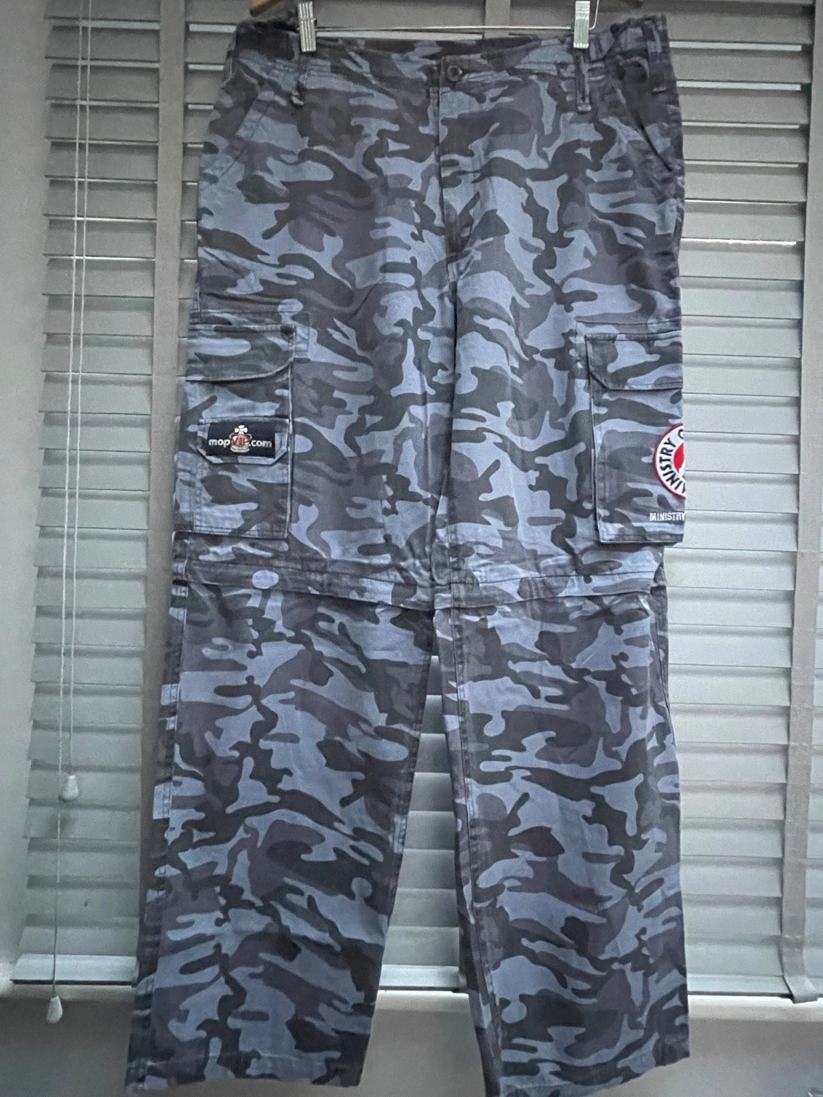 Blue Camo Convertible Trousers Size 38 Cargo Paintball Army Military Combat