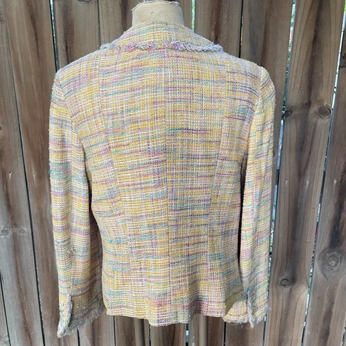 Vintage y2k NEIMAN MARCUS Silk Blend Novelty Tweed JACKET 16 - Picture 5 of 10