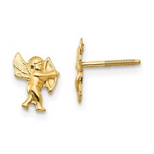 14k Yellow Gold Polished Cupid Screwback Stud Earrings 0.26gm L-8mm, W-8mm