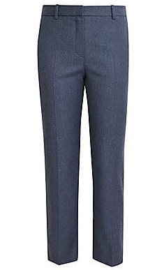 Theory Women's Navy Cropped Virgin Wool Trousers, 4