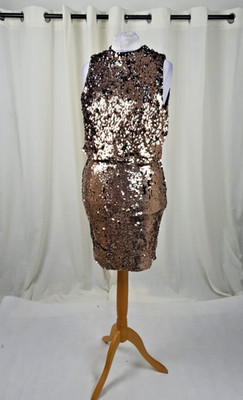 H&M Pailletten Kleid Bronze UK 16 EUR 42 UVP 50£ NH10 HH 16