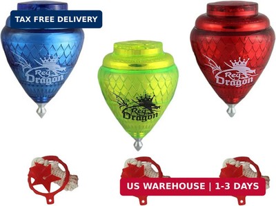 3 Pack Rey Dragon Durable Plastic Spin Tops for Kids Metal Tip Made in Mexico -