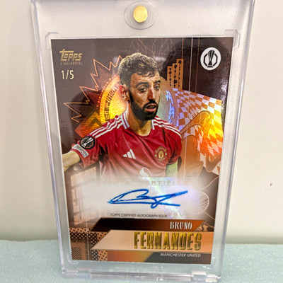 Topps Bruno Fernandes Manchester United UCC Gold Current Stars Auto /5 UEL