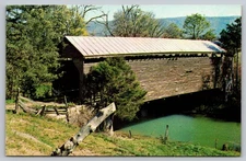 Vintage Quaint Covered Bridge Shenandoah Valley Postcard by Mel Horst