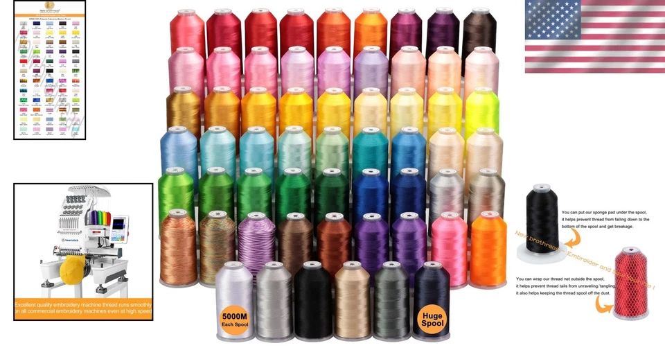 Colorful Embroidery Machine Thread Set - 60 Colors - Image 2 of 4