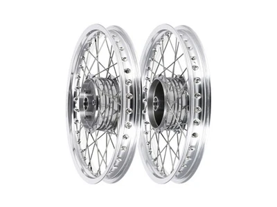 Set: 2x Speichenrad 1,6 x 16" Alufelge poliert + Edelstahlspeichen, mit verstär - Bild 1 von 4