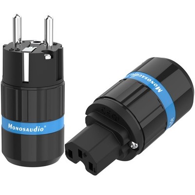 Paar HiFi Schukostecker+IEC C15 Anschluss High End KaltgeräteStecker Buchse S...