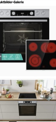 Gorenje Einbau-Herd-Set Black, 4 Glaskeramik, Heißluft, 77L, Steam AirFry