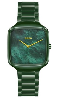 Unused RADO True Square R27047902 Green Ceramic Men's Watch in Box