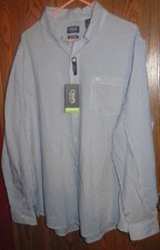 NEW 2XL Chaps Easy Care STRETCH Blue White Pinstripe LS Oxford Dress Shirt NWT