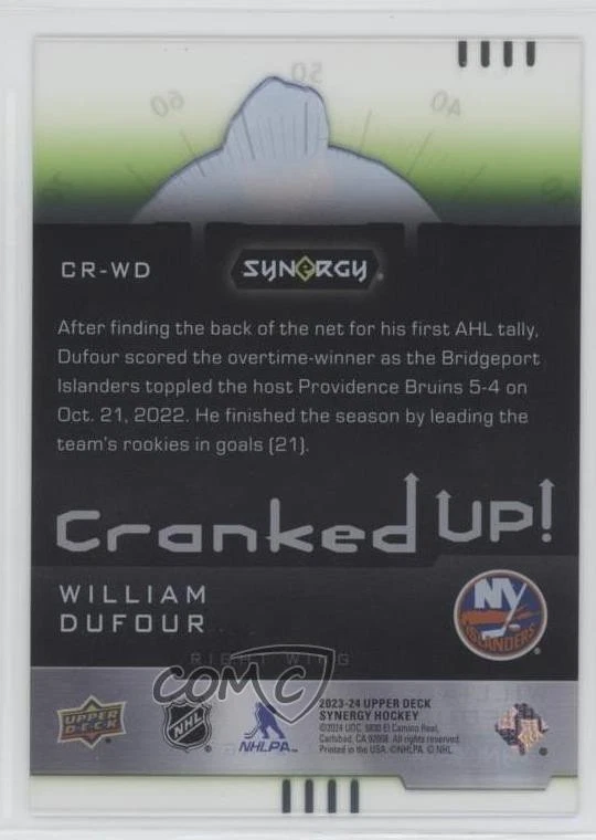 2023-24 Upper Deck Synergy Cranked Up Green /49 William Dufour #CR-WD Rookie RC - Image 2 of 2