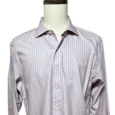 Brooks Brothers Dress Shirt Mens 17 Regent Blue Striped Button Up Long Sleeve