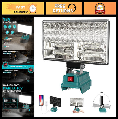 8'' Cordless LED Work Light, 90W 5400 Lumens, Adjustable Floodlight, USB Charge,