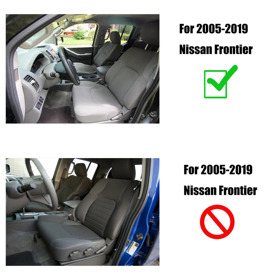 Cubierta de asiento inferior de tela gris para conductor y pasajero para Nissan Frontier 2005-2019 Foto 3 de 4