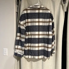  Love Shacket Flannel Shirt Blue Plaid Soft Heavyweight XL EUC NWOT