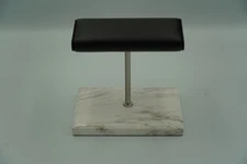 Gdaohelrs Luxury Watch Display Black Leather White Marble Stand Brand New!