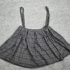 HOT TOPIC Suspender Skirt Womens Size 3 3X Black Plaid Lace Up Plaid Goth EMO.
