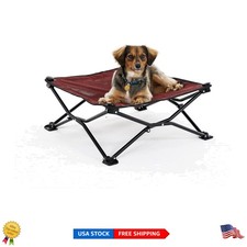 On-The-Go Elevated Dog Bed - Portable Pop-Up, Lightweight with Carry Bag, Brick