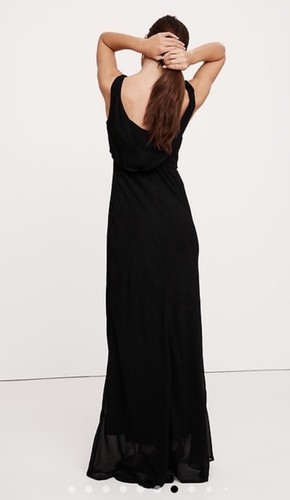 Banana Republic verdrehte Schulter schwarz Maxikleid Größe 4 neu mit Etikett UVP 250 $ - Bild 2 von 8