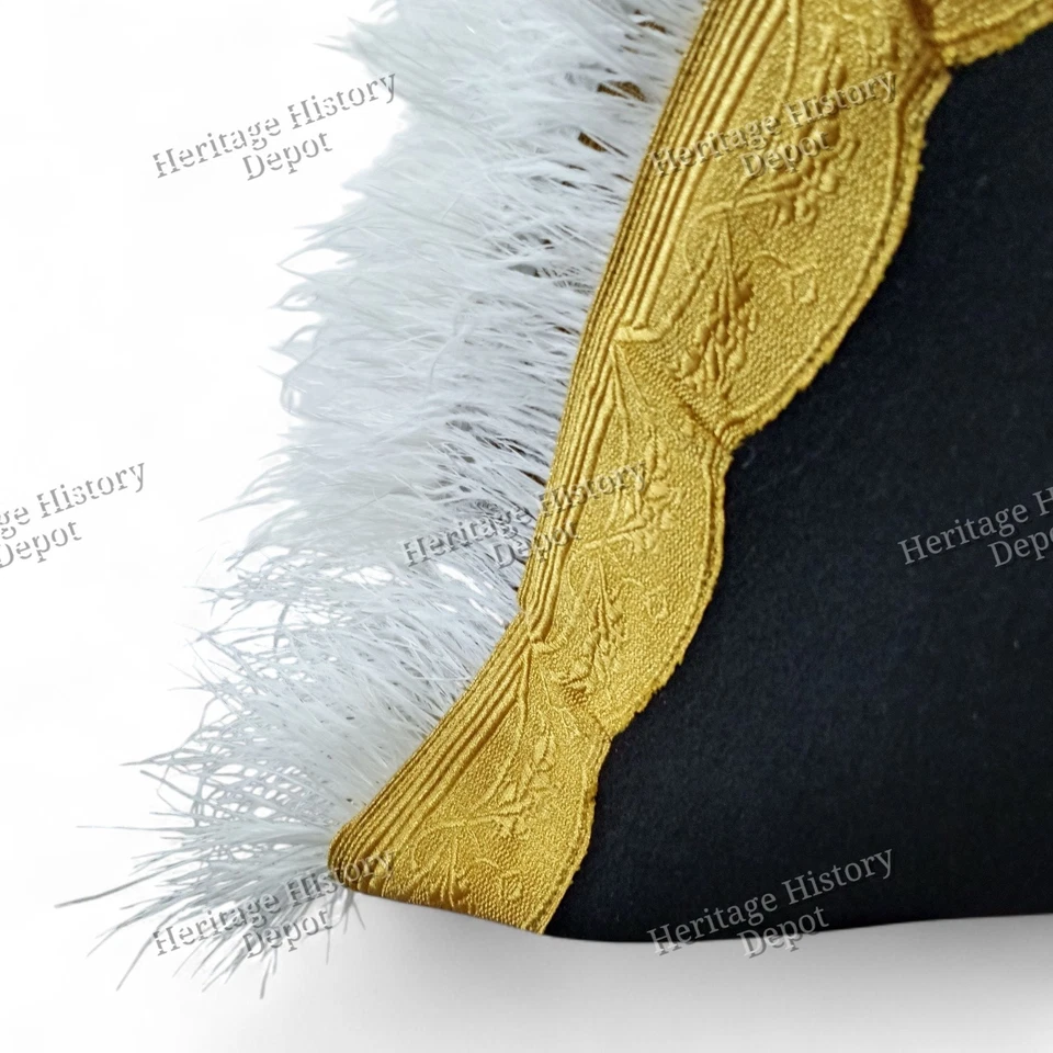 Sombrero de bicornio con plumas de oficiales militares generales/mariscales franceses napoleónicos Foto 3 de 4