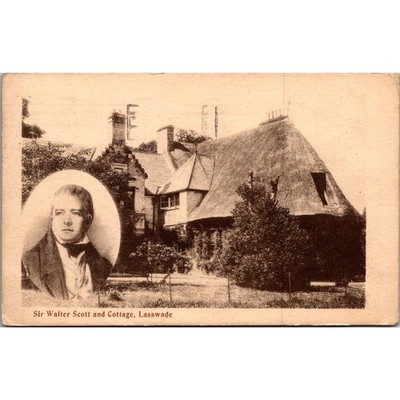 Sir Walter Scott & Cottage Lasswade 1922 Glasgow Vintage Postcard SPV25