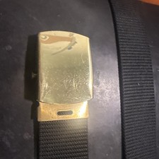 Black Web Belt with A Gold Military Style Buckle for Men