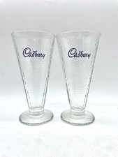Cadbury Vintage Ice Cream Sundae Glasses Set Of 2 Dimpled Milkshake Smoothie