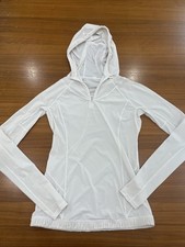 Lululemon Water Bound Hoodie Pullover White Thumbholes Women s 4 15x33
